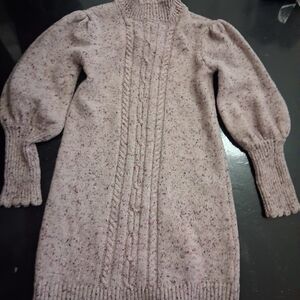 Janie and Jack Speckled Pink Cable-Knit Puff Sleeve Dress